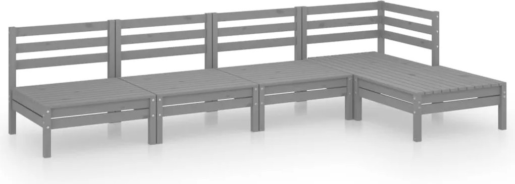 vidaXL Set mobilier de grădină, 5 piese, gri, lemn masiv de pin