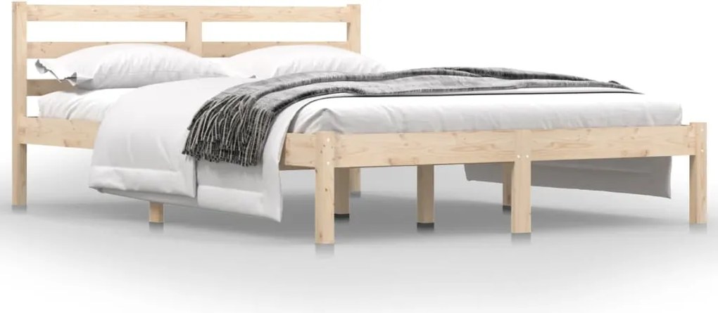 vidaXL Cadru de pat dublu, 135x190 cm, lemn masiv de pin