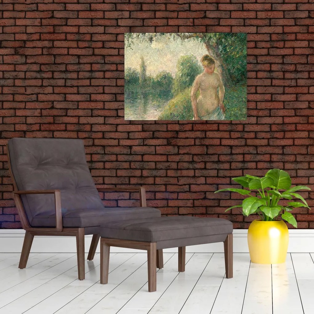 Tablou pe sticlă - Camille Pissarro, The Bather, reproducere (70x50 cm)