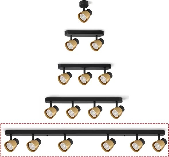 Brilagi - Corp de iluminat cu spoturi NUGGET 6xGU10/30W/230V negru/auriu
