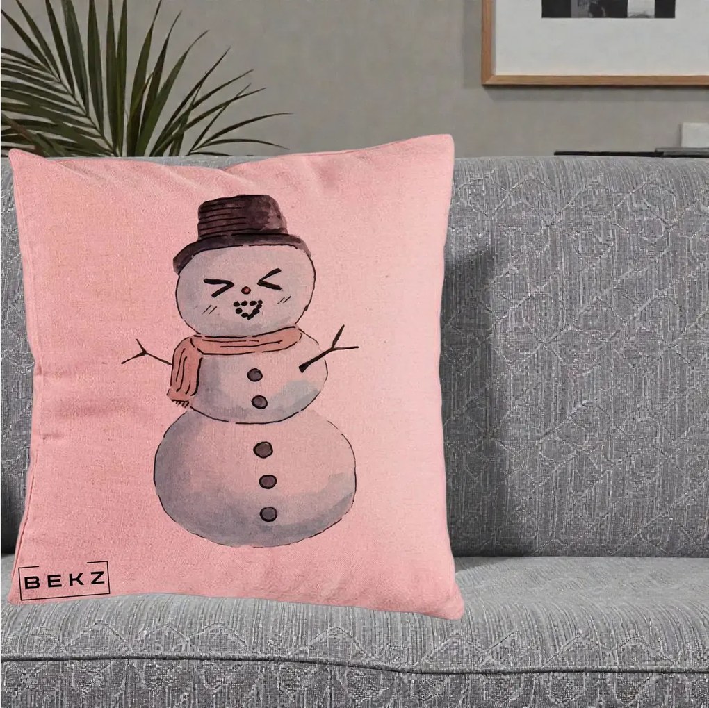 Perna Decorativa Om de Zapada Kawaii Haios, 40x40 cm, Roz, Husa Detasabila, Perna Inclusa, BEKZ®