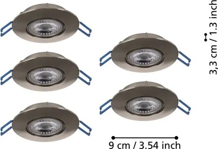 Eglo 300194 - Set 5x spoturi LED încastrate GEDREZ, 4,9 W / 230 V, Ø 9 cm, crom