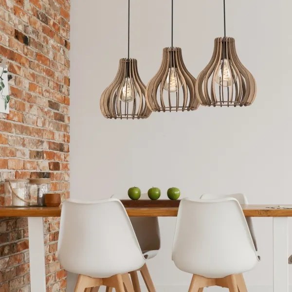 Lustră pe cablu TUCCI 3xE27/15W/230V stejar/negru