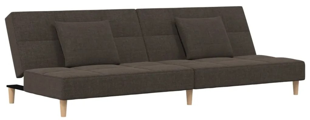337419 vidaXL Canapea extensibilă cu 2 locuri, 2 perne, maro, textil