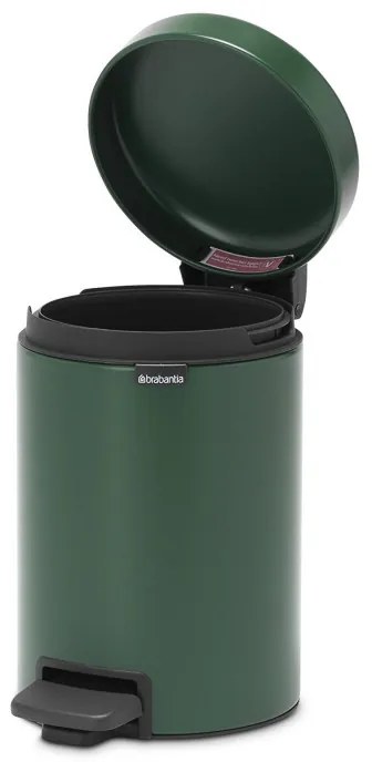Cos de gunoi cu pedala Brabantia NewIcon 1003196, 3 L, Inchidere lina, Baza antiderapanta, Verde inchis
