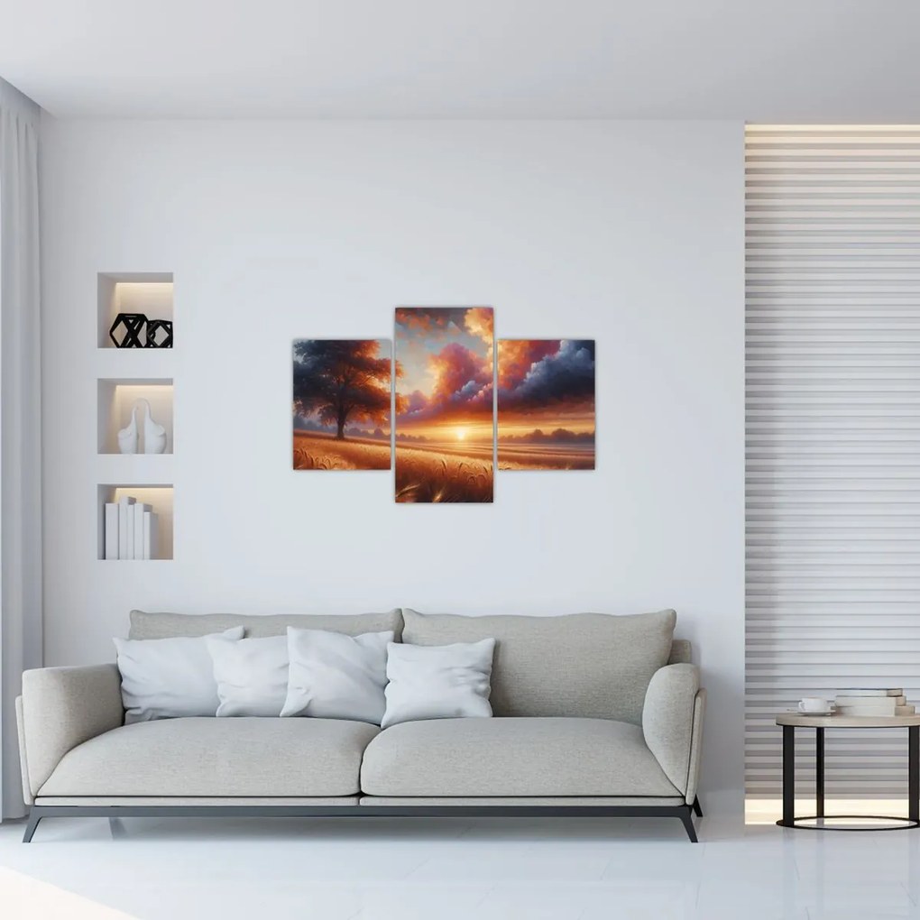 Tablou – Apus de soare pe câmp (90x60 cm)