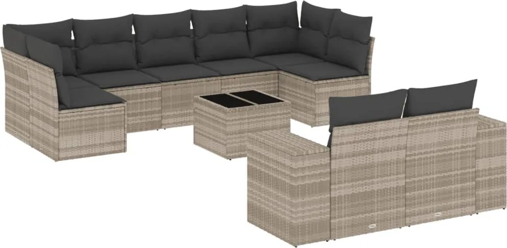 vidaXL Set canapele de grădină cu perne 10 piese gri deschis poliratan