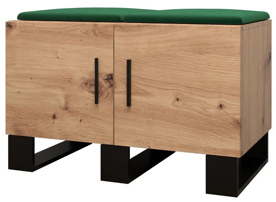 Set mobilier pentru hol Amanda 5 (Stejar artisan + verde). 1085899