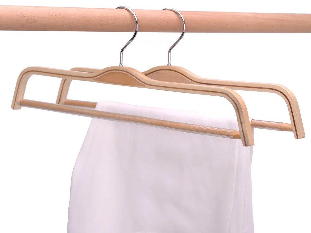 Umeras din lemn cu bara pentru pantaloni, UnicUtil, Natur, UUUM55
