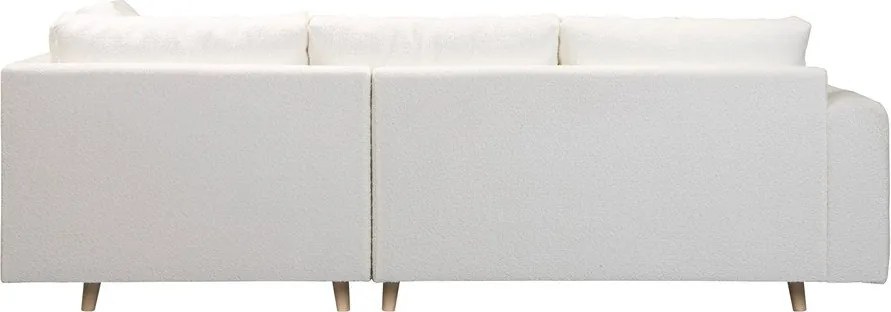 Colțar alb cu tapițerie din stofă bouclé (cu colț pe partea dreaptă) Ariella – Ropez