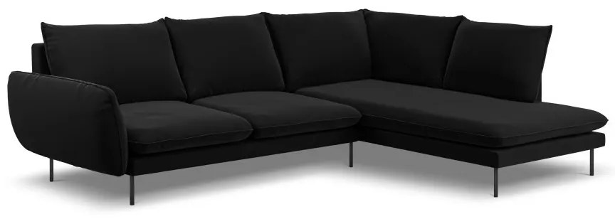 Coltar Vienna 6 locuri velvet picioare negre L275 cm