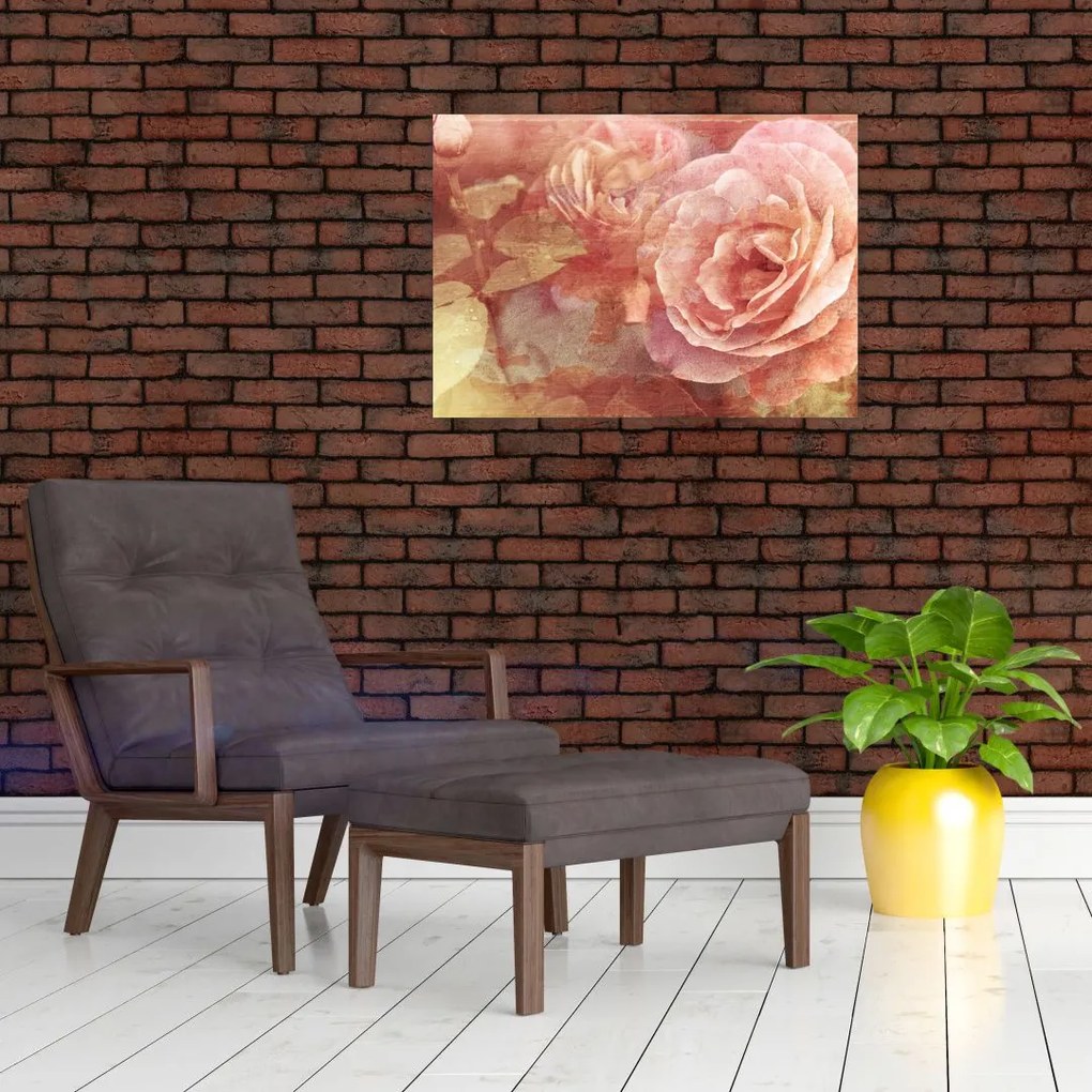 Tablou pe sticlă cu trandafir (70x50 cm)