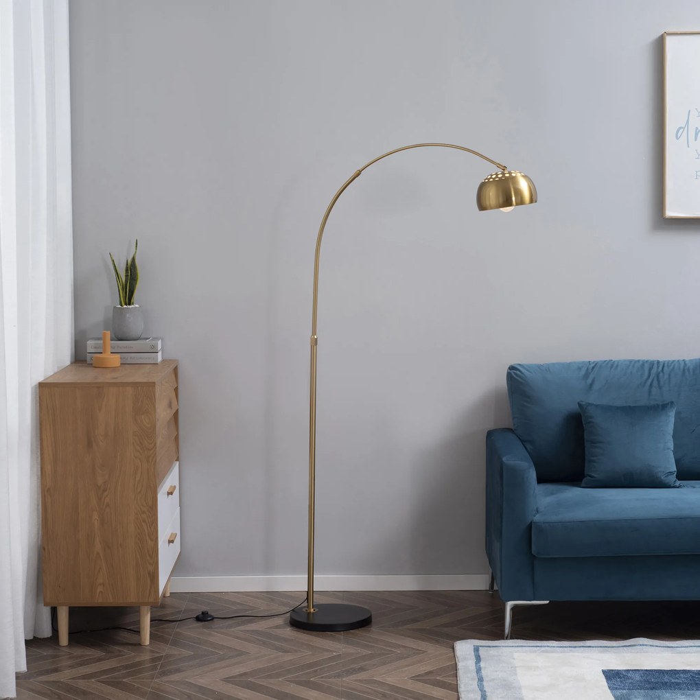 Lampa de podea cu abajur, 30x100x167cm, aurie HOMCOM | Aosom RO