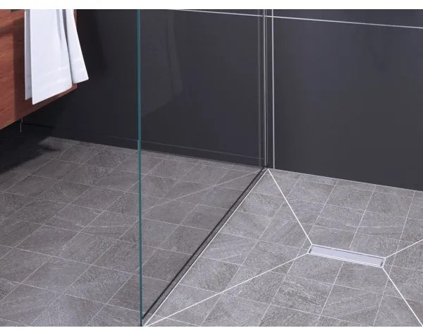 Set rigola de dus cu capac inox, Kessel Linearis Compact, 65cm, Multistop, faiantabil, 45600.62FM