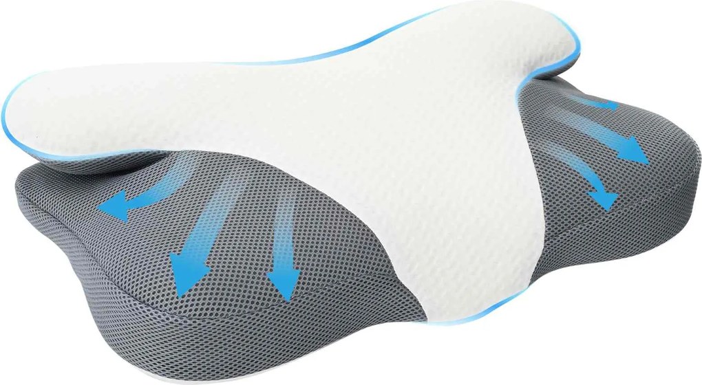 vidaXL Perna pentru gât Alb 57 x 36 x 13 cm Spumă cu Memorie