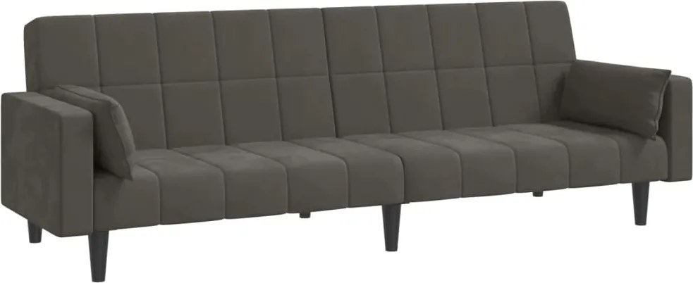 vidaXL Canapea extensibilă cu 2 locuri, 2 perne, gri închis, catifea