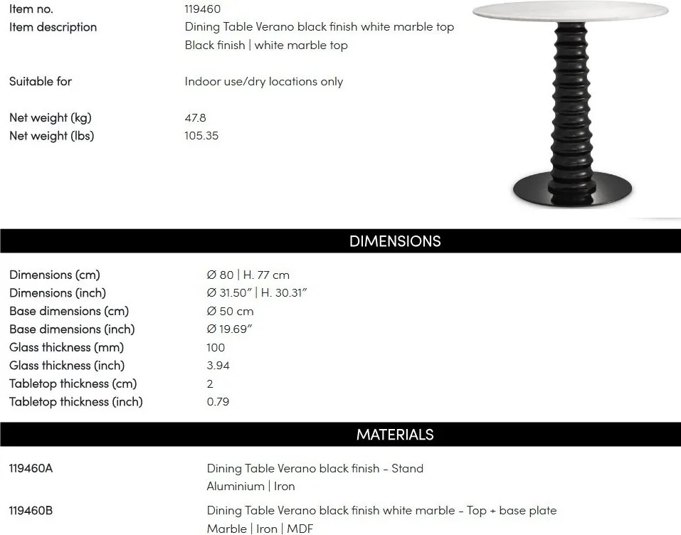 Masa bistro rotunda LUX Verano 80cm