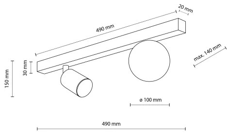 Spot VOX 1xG9/8W/230V + 1xGU10/10W negru