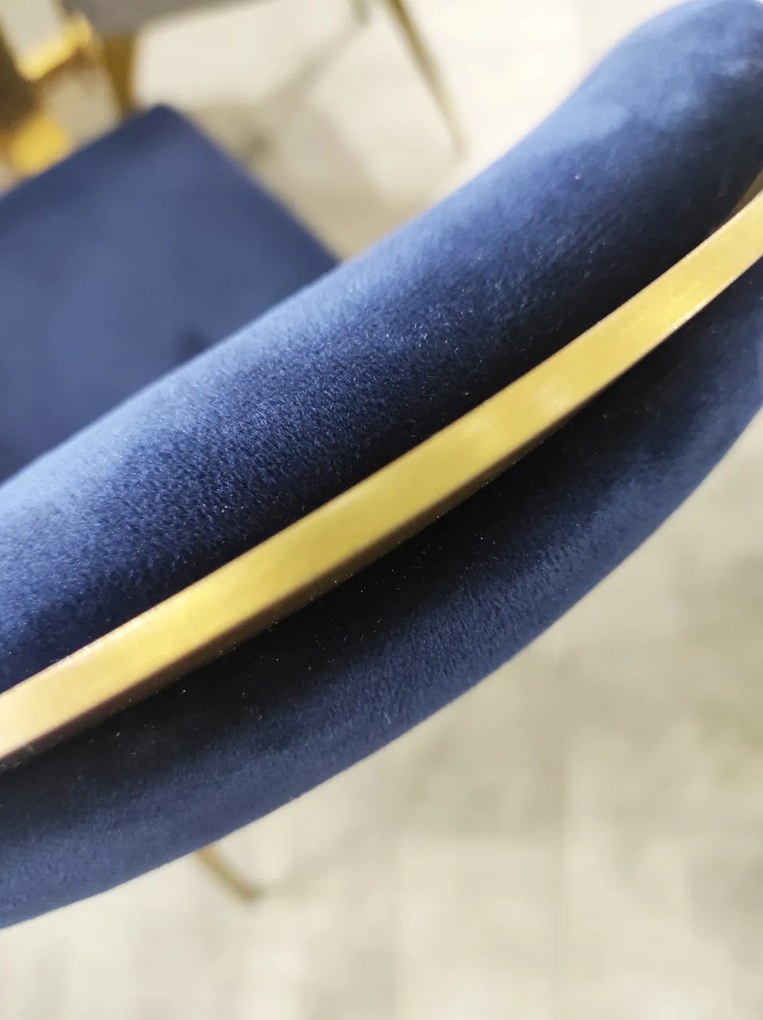 Scaun tapitat Cassari bleumarin/gold – H89 cm