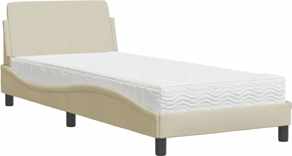 vidaXL Pat cu saltea, Dover, crem, 90x190 cm, textil