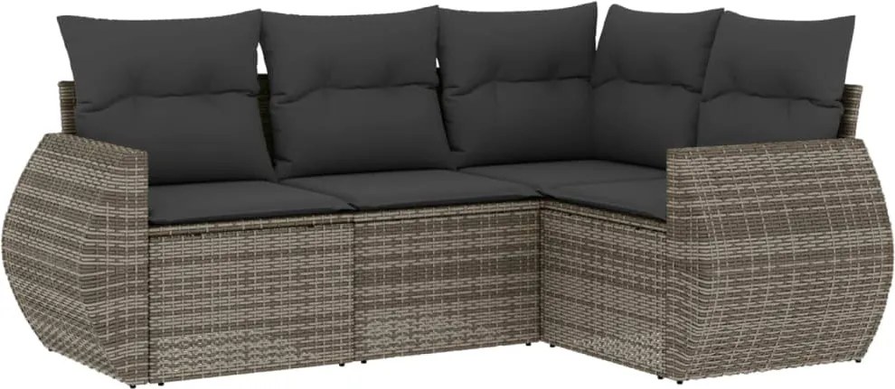 vidaXL Set canapea de grădină cu perne, 4 piese, gri, poliratan