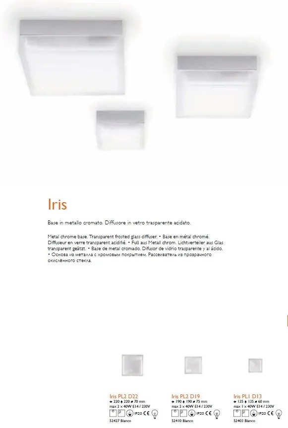 Plafonier crom 22x22cm Iris Pl2 Big D22 52427