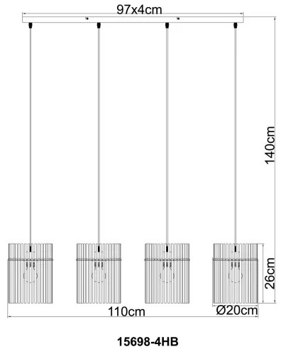 Globo 15698-4HB - Lustră suspendată pe cablu GORLEY, 4xE27/60W/230V