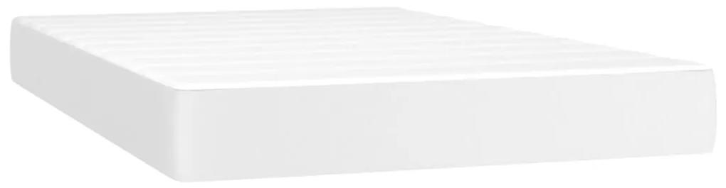 Pat box spring cu saltea, alb, 120x200 cm, piele ecologica Alb, 120 x 200 cm, Nasturi de tapiterie