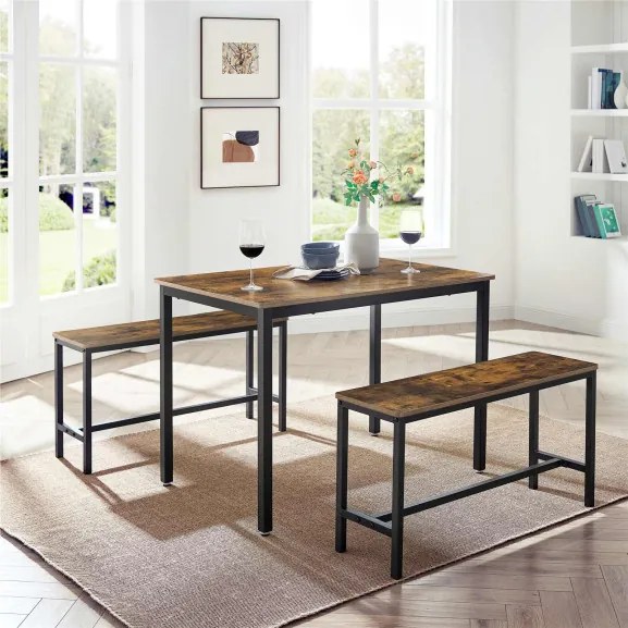 Set Masa Cu 2 Banci Maro Si Negru, 110 Cm