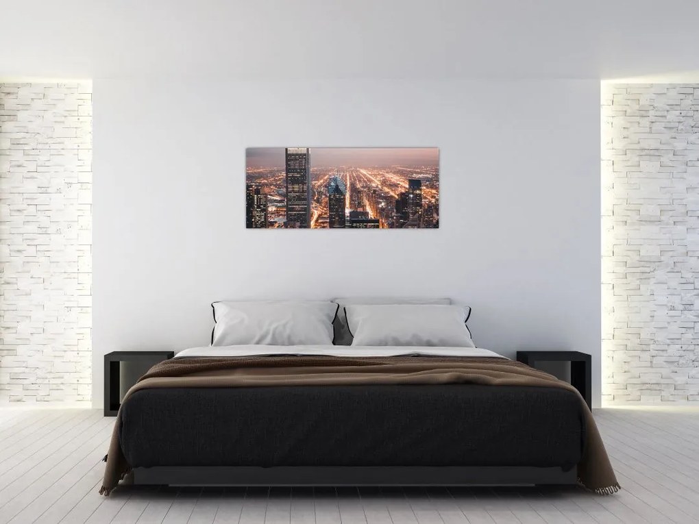 Tabloul cu metropolă luminată (120x50 cm)