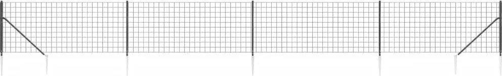 vidaXL Gard plasă de sârmă cu țăruși de fixare, antracit, 0,8x10 m