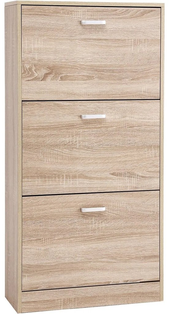 dulap pentru pantofi, suport pentru pantofi pe 3 niveluri, comodă pentru pantofi, culoare stejar, reglabil 60 x 120 x 24 cm (