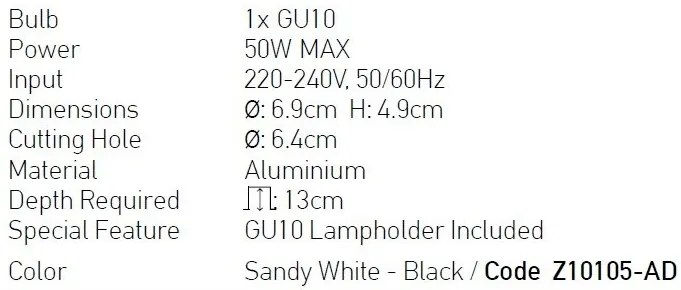 Spot incastrabil GU10 Chuck II alb/negru