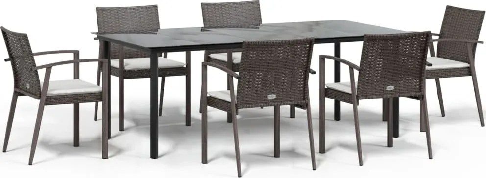 vidaXL Set mobilier de grădină cu perne, 7 piese, poliratan și oțel