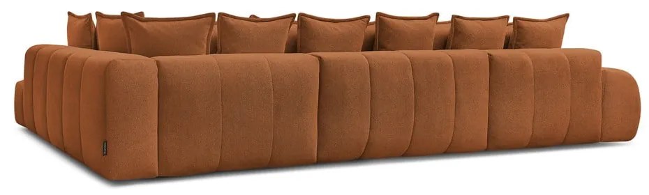 Colțar teracotă extensibil/cu spațiu de depozitare cu tapițerie din chenille (cu colț pe partea dreaptă/în formă de "U") Everest – Bobochic Paris