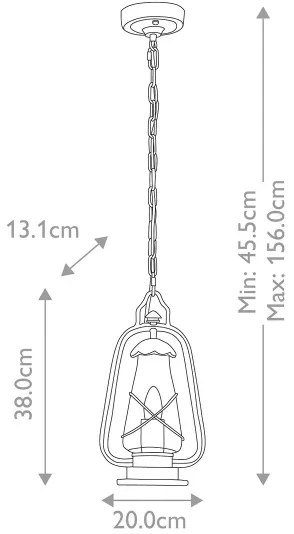 Elstead MINERS-CHN - lustră de exterior pe lanț, 1xE27/60W/230V, IP44, bronz