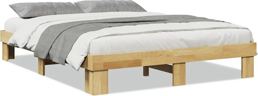 vidaXL Cadru de pat fără saltea 140x190 cm din lemn masiv de stejar