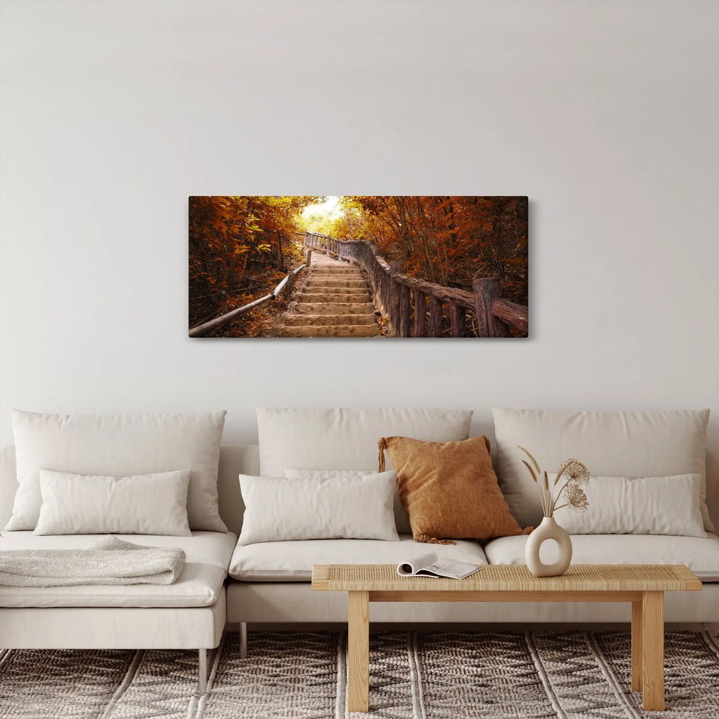 Tablou - Scări în natură în toamnă (120x50 cm)