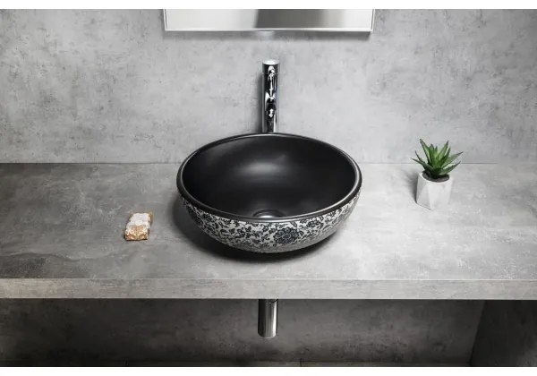 Sapho - Lavoar pentru blat PRIORI, Ø 41 cm, negru/alb