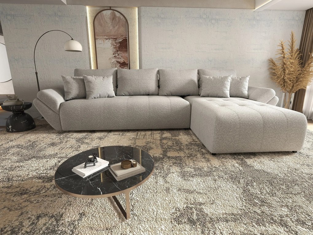 Colțar extensibil dumonde cu ladă de depozitare si sezut confortabil din spuma high-density, Berlin XL Euphoria Dove 350x185 cm II