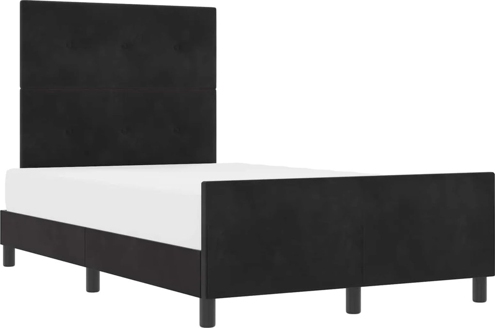 vidaXL Pat cu arcuri cu headboard Negru 120 x 200 cm Catifea