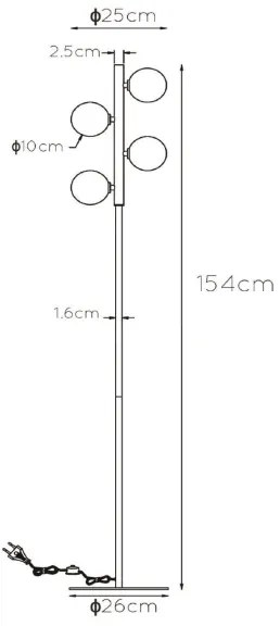 Lampadar Lucide 45774/04/02 TYCHO 4xG9/28W/230V auriu