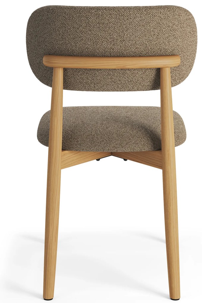 MAZZONI EXPORT ALDO Maro Taupe (material Monza 40)/cadru stejar lăcuit - SCAUN DIN LEMN BOUCLÉ PENTRU SALON SUFRAGERIE BUCĂTĂRIE RETRO