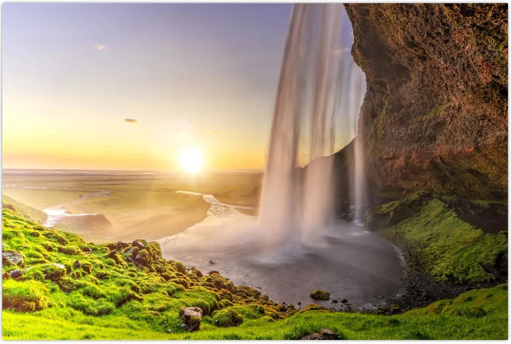 Tablou - Seljalandsfoss din spatele peșterii (90x60 cm)