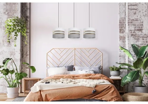 Lustră pe cablu CORAL 3xE27/60W/230V alb/gri