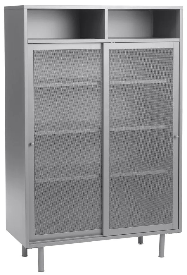 Dulap gri din metal cu ușă glisantă 90x140x40 cm Veep – Unique Furniture