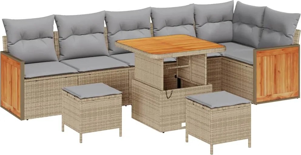 vidaXL Set de canapele pentru grădină 11 pcs Beige și gri deschis