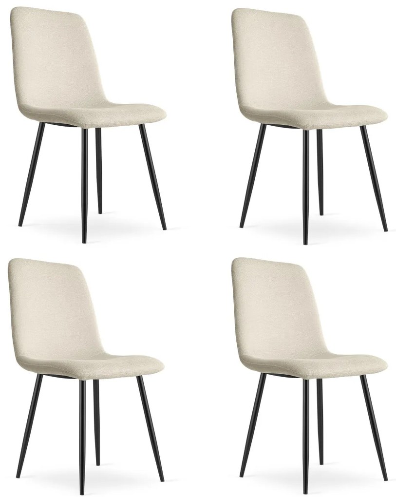 Set de dining 1 + 4, masa CITY 110x75 cm stejar artisan + scaun de dining crem RIFT cu picioare negre