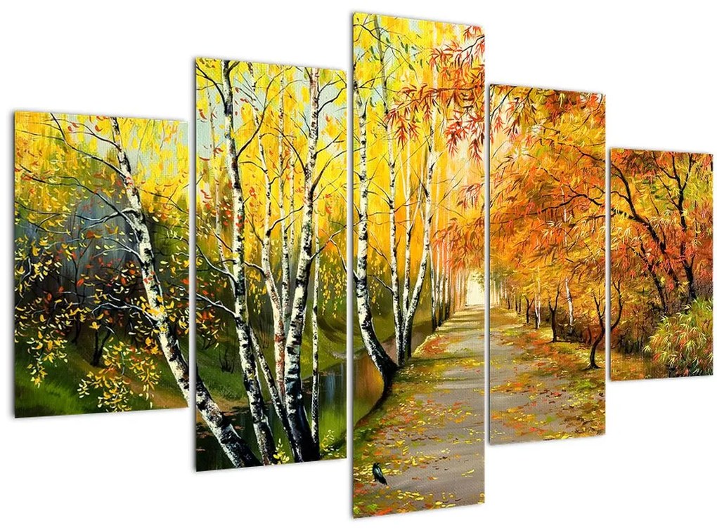 Tablou - Alee romantică de-a lungul apei, pictură în ulei (150x105 cm)