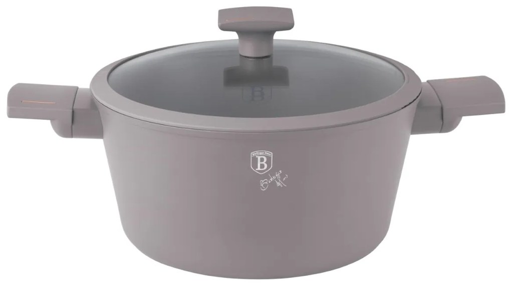 Oală cu capac 28 cm, 6.1L – Berlinger Haus Taupe Collection BH 8102, strat titan, potrivită pentru toate tipurile de plite și rețete